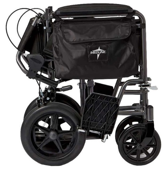 Medline Elite Aluminum Transport Wheelchair, Titanium Grey