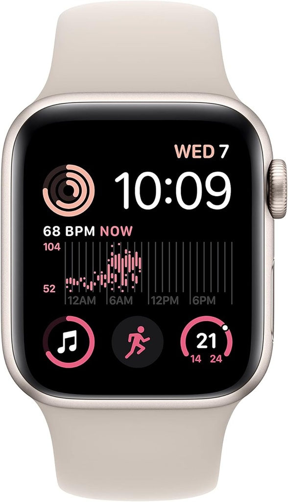 Apple Watch SE (2nd Gen) (GPS + Cellular 40mm) Starlight Aluminium Case with Starlight Sport Band, Regular (Renewed)