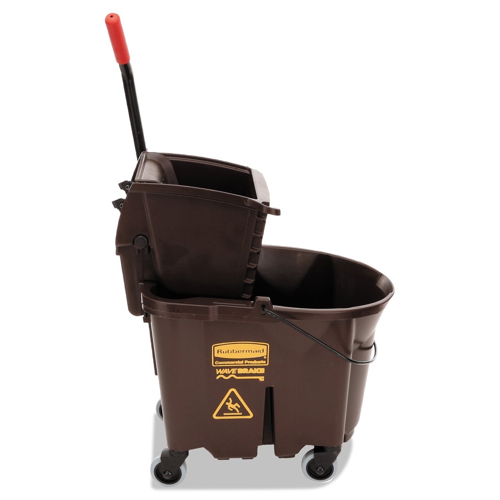 Sistema de fregado de alto rendimiento Rubbermaid Commercial FG758088BRN WaveBrake Side Press Combo, capacidad de 35 cuartos, marrón