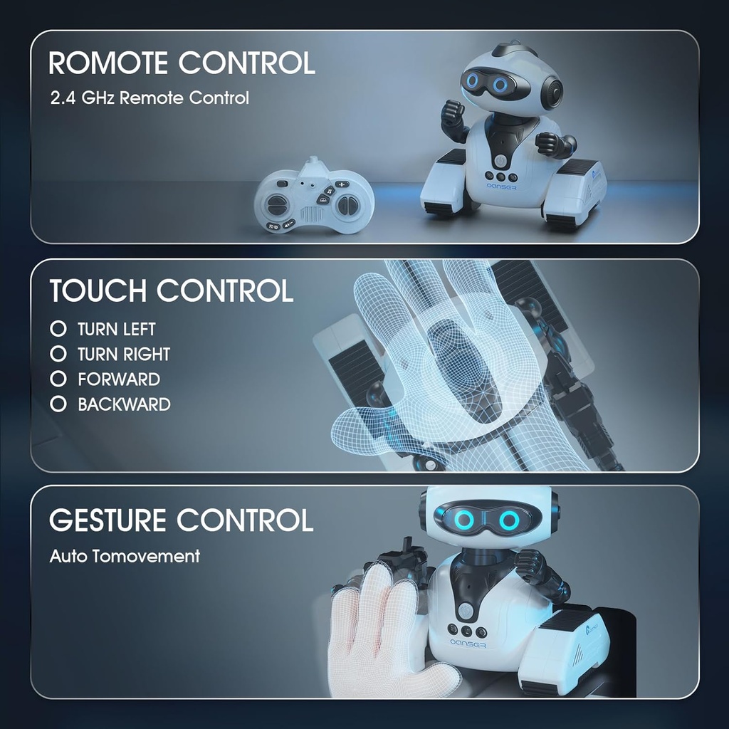 Winthai Robots Toys for Kids, 2.4Ghz Remote Control Robot Toys with Music and LED Eyes for Boys/Girls, RC Toys Gift for 3-12 Year Toddler Children Teen Gifts for Chritmas Birthday Festival