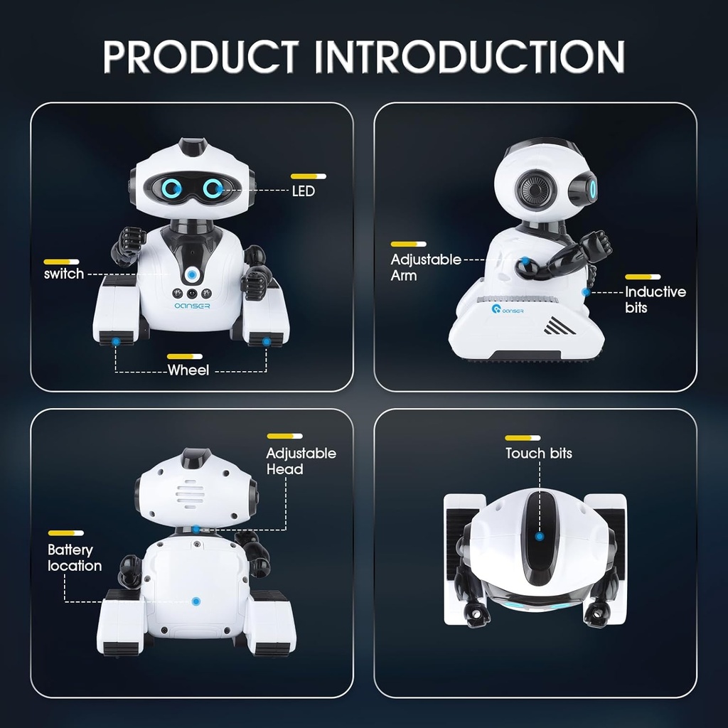 Winthai Robots Toys for Kids, 2.4Ghz Remote Control Robot Toys with Music and LED Eyes for Boys/Girls, RC Toys Gift for 3-12 Year Toddler Children Teen Gifts for Chritmas Birthday Festival