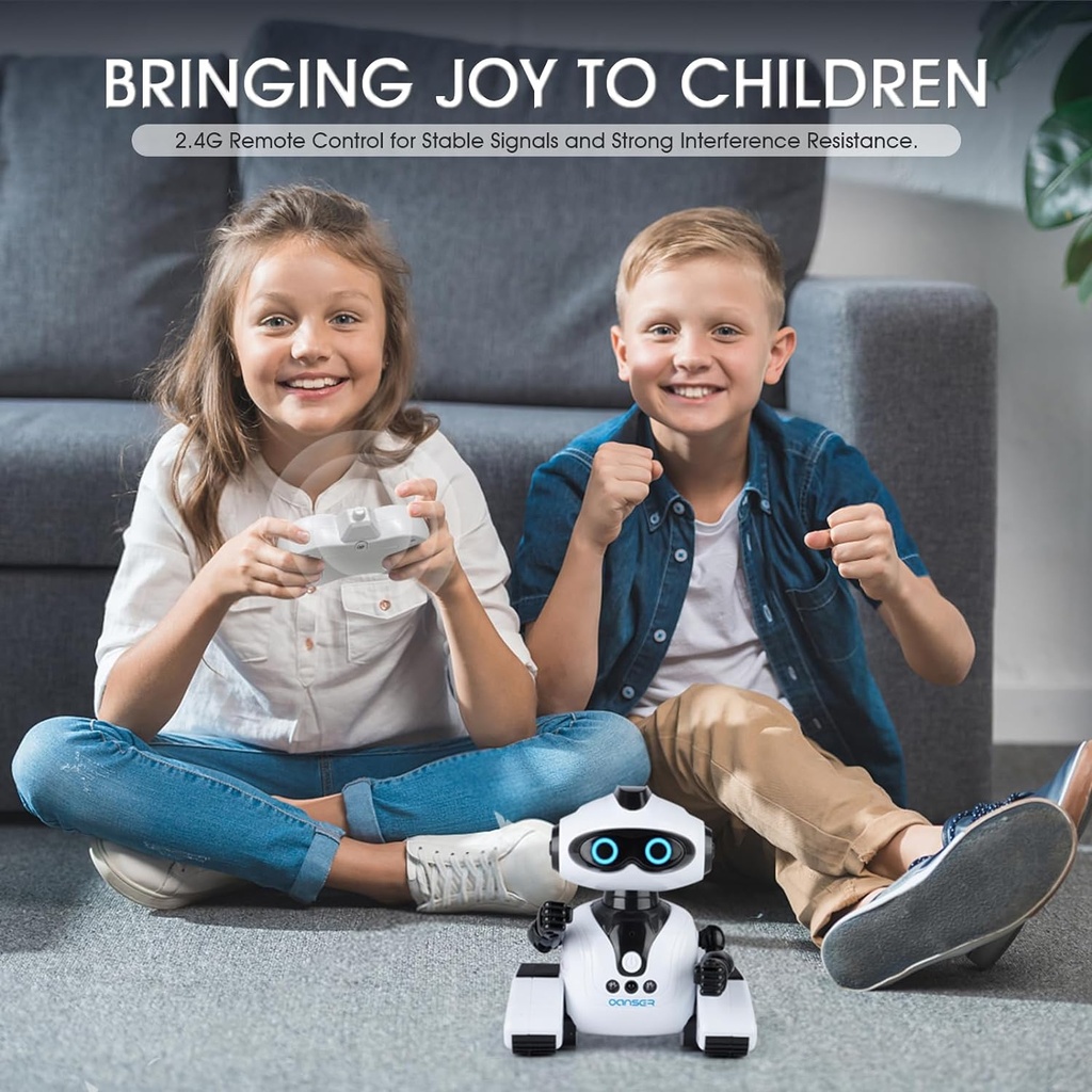 Winthai Robots Toys for Kids, 2.4Ghz Remote Control Robot Toys with Music and LED Eyes for Boys/Girls, RC Toys Gift for 3-12 Year Toddler Children Teen Gifts for Chritmas Birthday Festival