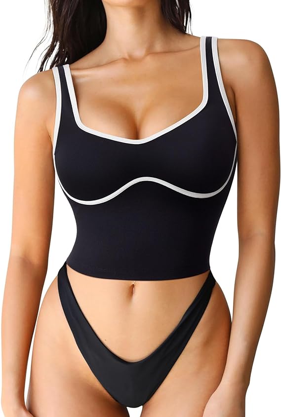 SUUKSESS Sujetador deportivo con escote corazón para mujer, con relleno, básico, para entrenamiento