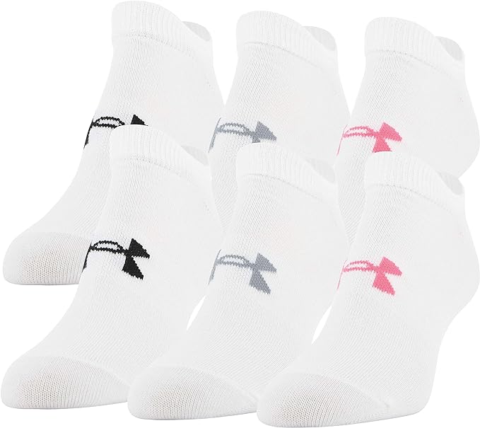 Under Armour Calcetines ligeros invisibles Essential 2.0 para mujer, 6 pares