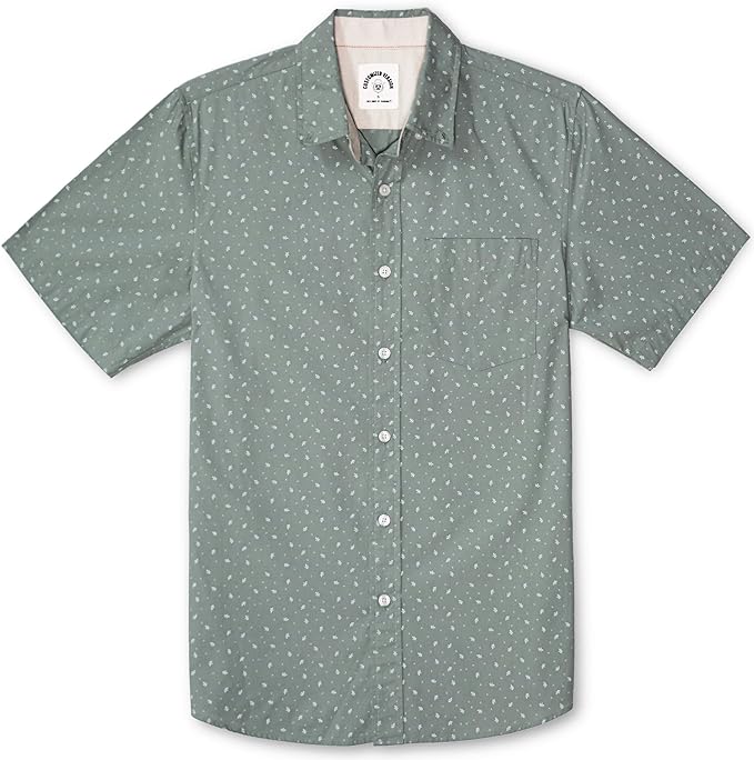 Dubinik - Camisas de manga corta para hombres, material 100% de algodón, diseños a cuadros, estilo informal, con botones y bolsillo