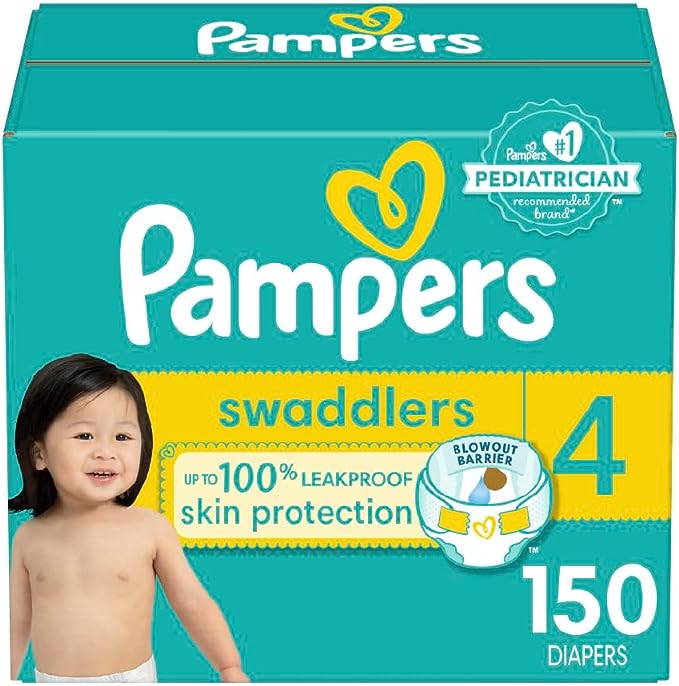 Pampers Swaddlers - Pañales desechables muy suaves para bebé talla 4, 150 unidades