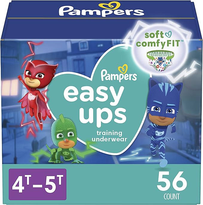 Pampers Easy Ups Pantalones de entrenamiento para niños y niñas, talla 4T-5T, 56 piezas, paquete súper