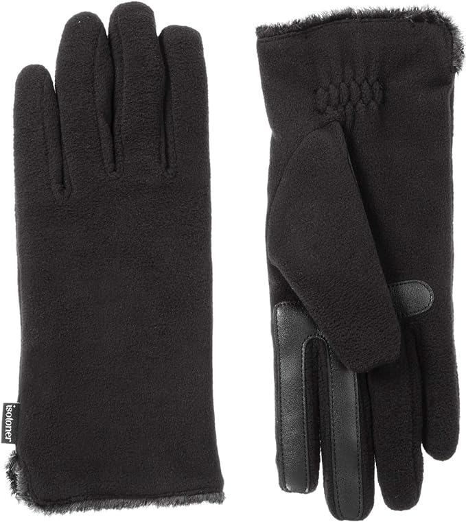 isotoner Guantes de forro polar elásticos para mujer con forro microluxe y tecnología Smart Touch, guantes para clima frío