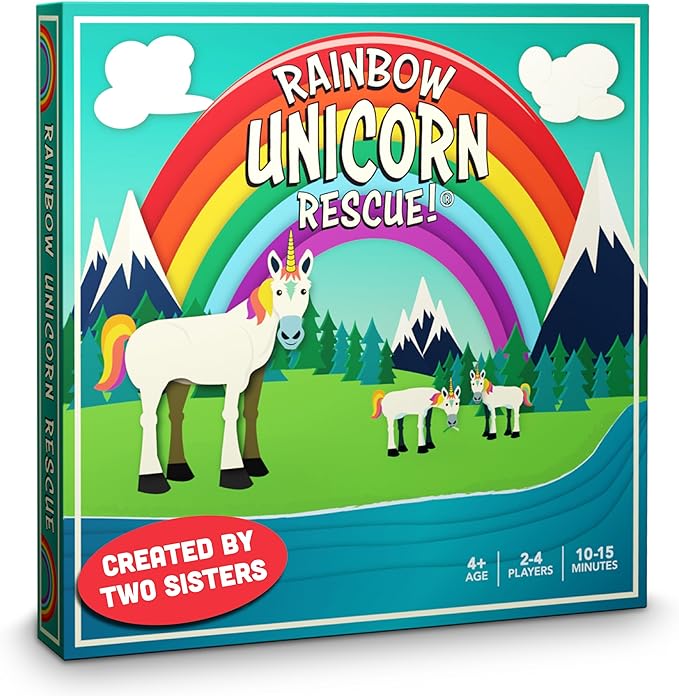 Rainbow Unicorn Rescue Juegos de mesa para niños. Grandes regalos de unicornio para niñas y niños, juguetes para niños, juegos para niños, juegos para niños de 4 a 8 años. por Raincorn Games.