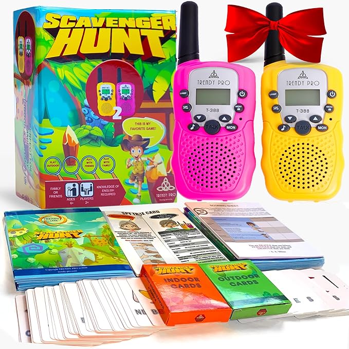 Juego de búsqueda del tesoro para niños - Walkie Talkies actividades al aire libre para niños, juegos de campamento para familias, kit de espía al aire libre para niños, búsqueda del tesoro,