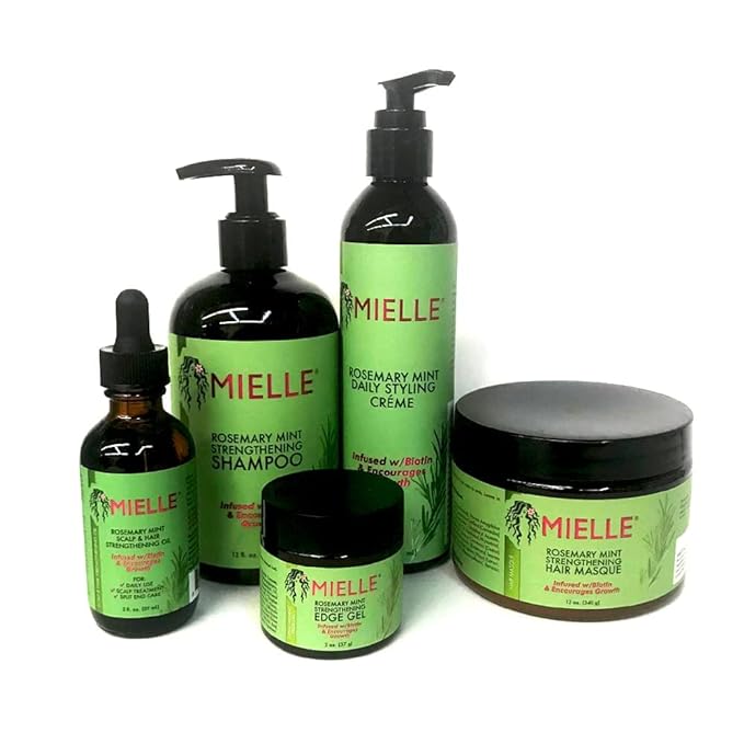 MIELLE Romero Mint Organics infundidos con biotina y fomenta el crecimiento de productos para el cabello para un cabello más fuerte y saludable y peinado, 5 unidades