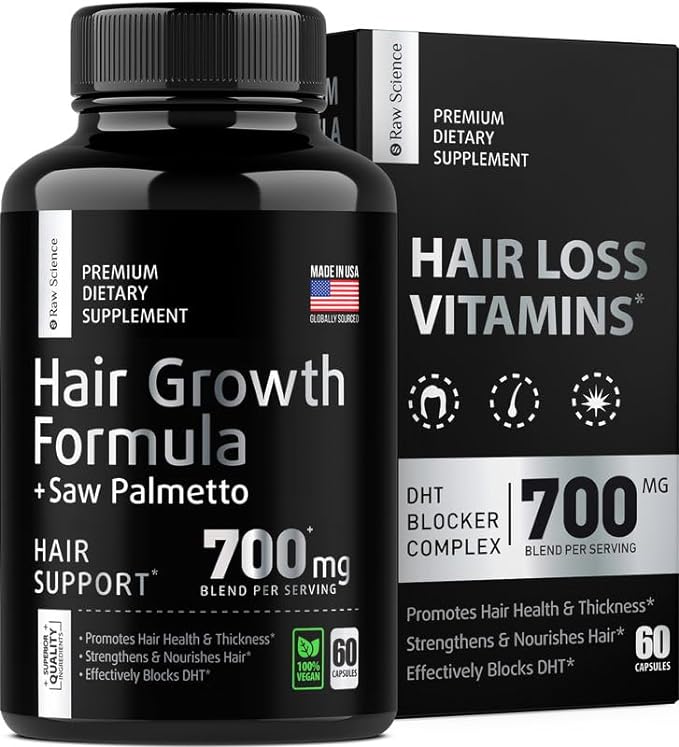 DHT Blocker - Píldoras para el crecimiento del cabello, vitaminas para el crecimiento del cabello: Saw Palmetto para hombres y mujeres con hierro, ortiga picante, suplementos capilares para el