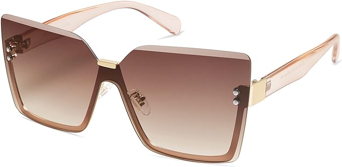 SOJOS Gafas de sol cuadradas retro de gran tamaño para mujer de los años 50 y 60 s de moda sin montura de lujo SJ1160