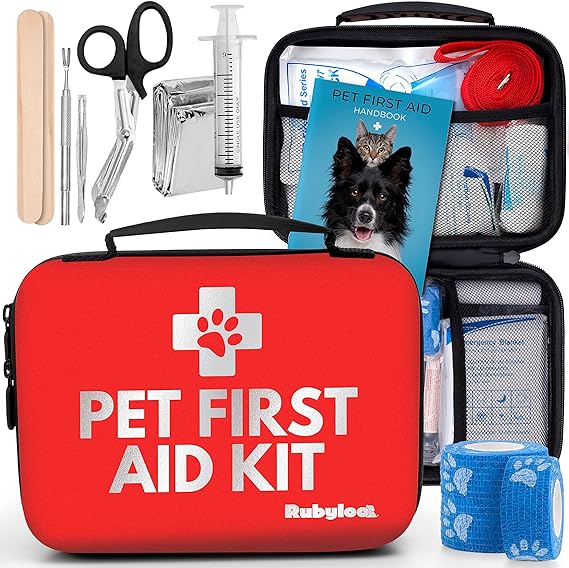 Kit de primeros auxilios para perros | Suministros de primeros auxilios para mascotas aprobados por veterinarios para tratar a perros y gatos en una emergencia | Libro de primeros auxilios para