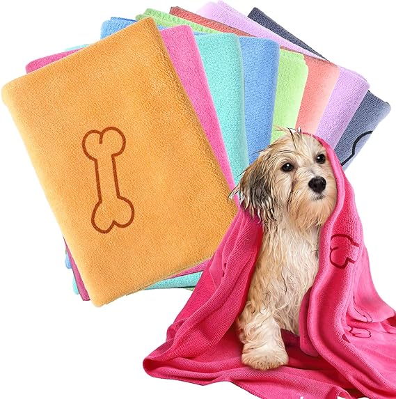 8 toallas de baño para mascotas, toallas de baño para mascotas, de 55 x 28 pulgadas, de microfibra absorbente, de secado rápido, suaves, toallas de playa ligeras para gatos y cachorros, accesorios