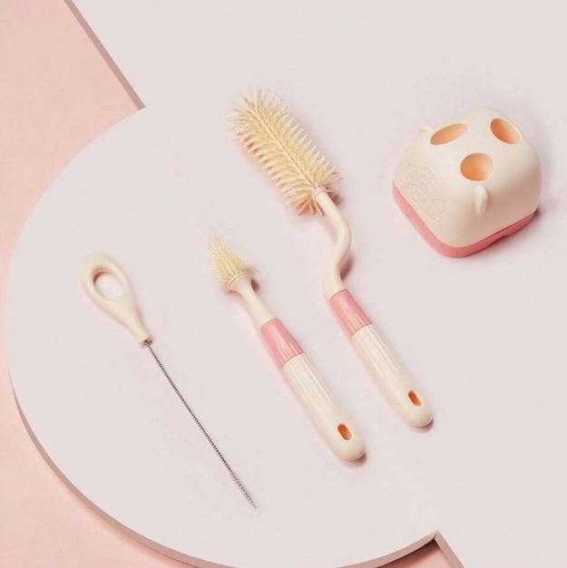 MOOZ Baby Silicone Bottle Brush Set Productos Para Bebes Bottle Cleaning Brush 360-Degree Rotating Cleaning 