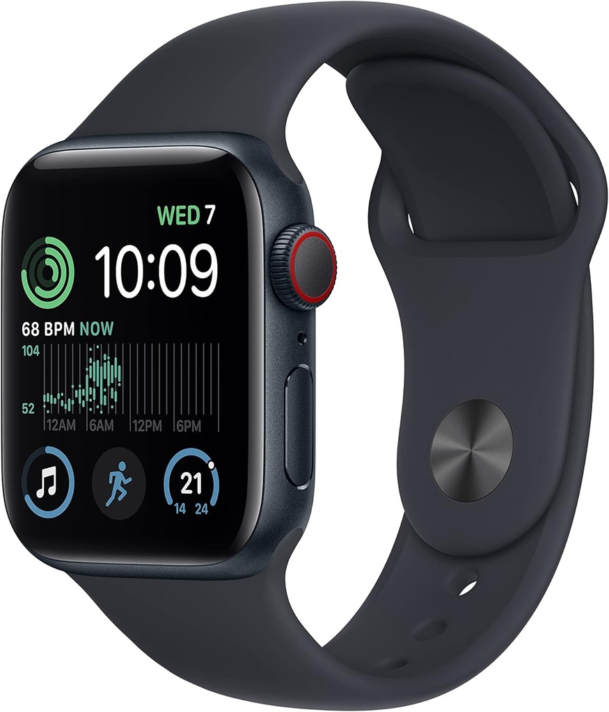 Apple Watch SE (2nd Gen) (GPS + Cellular 40mm) Midnight Aluminium Case with Midnight Sport Band, Regular (Renewed)