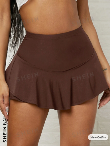 [SKU: sw2201105936700208] BAE High Waist Ruffle Hem Skort