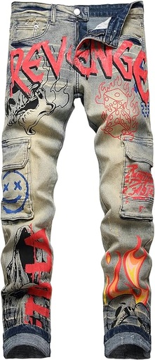 [ASIN ‏ : ‎ B09PDCND7L] Baylvn Pantalones de mezclilla rectos ajustados para hombre, cómodos, ajustados, para motociclista