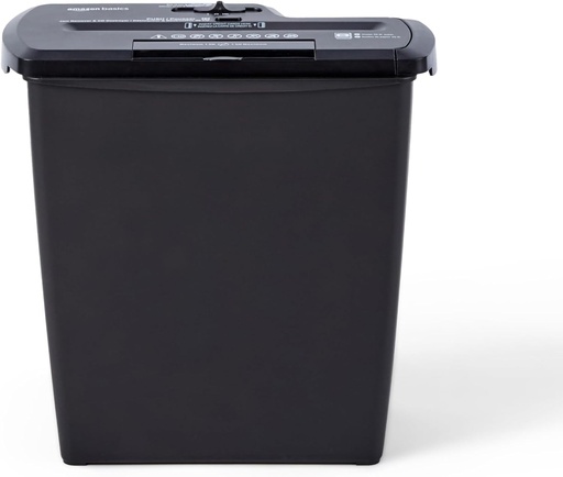 Destructora de 8 hojas de papel cortado en tiras, CD y tarjeta de crédito de Amazon Basics para la oficina en casa