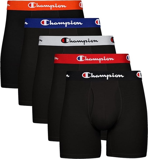 [ASIN ‏ : ‎ B09PF7PPMP] Champion Calzoncillos tipo bóxer para hombre, de algodón elástico que absorbe la humedad, paquete múltiple