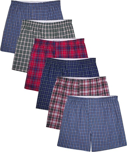 [ASIN ‏ : ‎ B08GZNPDYM] Fruit of the Loom Calzoncillos tipo bóxer tejidos sin etiquetas para hombre, ajuste relajado, absorben la humedad, varios paquetes de colores surtidos