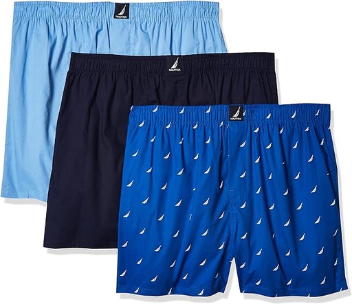 [ASIN ‏ : ‎ B07QPVYNRM] Nautica Paquete de 3 bóxers de algodón tejido para hombre