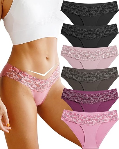 [ASIN ‏ : ‎ B0CBTL5QMH] Which is Ropa interior sin costuras para mujer, sexy, no visible, bikini de encaje, corte alto, hipster, invisible, atrevido, paquete de 6/9, S-XL