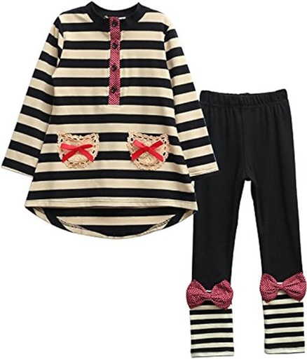 [ASIN ‏ : ‎ B07P6KL6DD] Conjunto de 2 piezas de manga larga con pantalones y leggings para niñas pequeñas