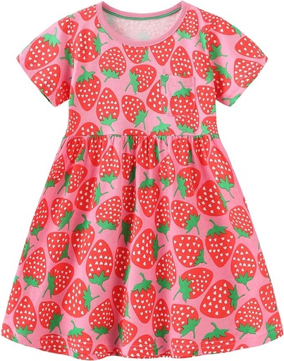[ASIN ‏ : ‎ B0BX63JNBV] HILEELANG Vestido de manga corta para niñas pequeñas, de algodón, casual, de verano, con apliques, camisa, vestidos de jersey