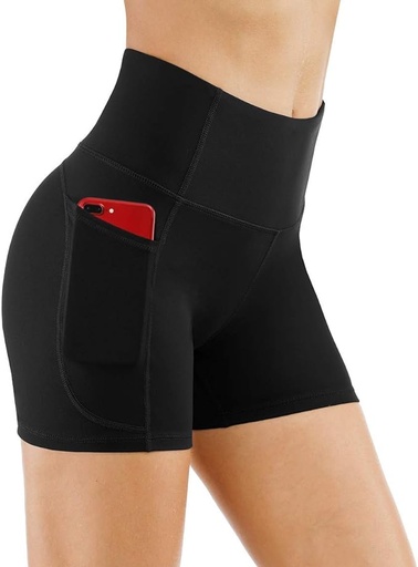 [ASIN ‏ : ‎ B0886KCV9V] THE GYM PEOPLE - Pantalones cortos de yoga para mujer, con cintura alta, control de abdomen y bolsillos profundos, para gimnasia, entrenamiento deportivo, correr