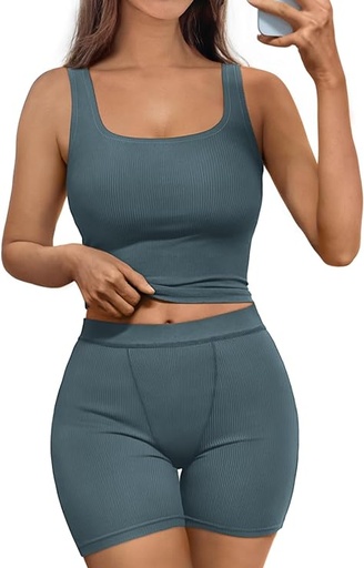 [ASIN ‏ : ‎ B0CWGZRP13] Trendy Queen Conjuntos de entrenamiento de 2 piezas para mujer, conjunto a juego de camisetas sin mangas recortadas y leggings de yoga de cintura alta, ropa activa