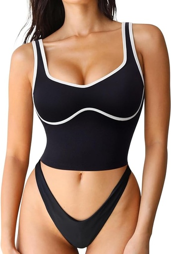 [ASIN ‏ : ‎ B0CTQNK9GK] SUUKSESS Sujetador deportivo con escote corazón para mujer, con relleno, básico, para entrenamiento