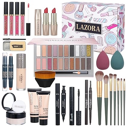 [ASIN ‏ : ‎ B0CHMPQV34] Kit de maquillaje para mujeres, todo en uno, kit de maquillaje para mujeres, kit completo de maquillaje para adolescentes, paquete esencial de maquillaje que incluye 20 colores de sombra de ojos