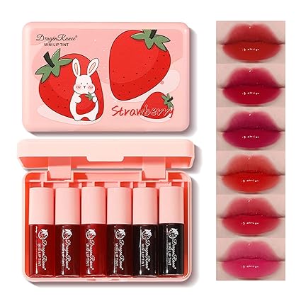[ASIN ‏ : ‎ B0C3CWWMJM] Eakroo Mini lápiz labial líquido de 6 colores, brillo de labios coreano hidratante natural, tinte de labios y mejillas multiusos, vaso antiadherente, ligero, alto pigmento, de larga duración, color