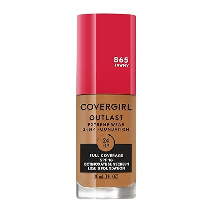 [ASIN ‏ : ‎ B08PW42QH8] Covergirl Outlast Extreme Wear - Base líquida 3 en 1 de cobertura completa, SPF 18 protector solar 1 onza líquida -