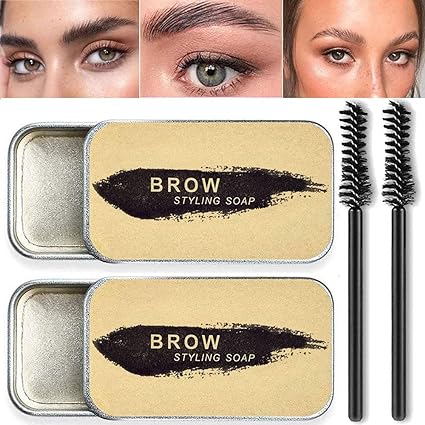 [ASIN ‏ : ‎ B07ZTFGT9V] Paquete de 2 jabones de cejas, gel 4D para cejas de larga duración, gel de ajuste de cejas, impermeable, bálsamo de maquillaje de cejas, cosméticos de pomada (0.7 onzas (paquete de 2))