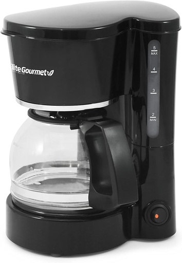 [B07HYZZBZJ] Elite Gourmet EHC-5055 Cafetera automática de preparación y goteo con filtro reutilizable Pause N Serve, interruptor de encendido/apagado, indicador de nivel de agua, color negro