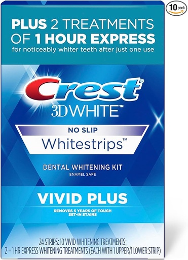 [ASIN ‏ : ‎ B077YCC84H] Crest 3D Vivid Plus - Kit de blanqueamiento de dientes, individual básico, sin sabor, 24 unidades
