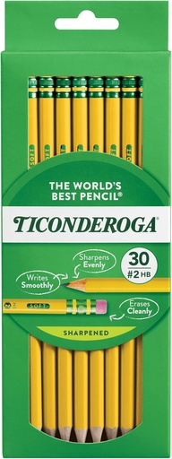 [B006CSPZK4] Ticonderoga. - Lápices de grafito #2 HB blando, pre afilados, color amarillo.