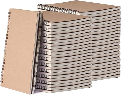 [B0B4VQ1VHN] Paquete de 48 cuadernos en espiral A5 con rayas universitarias, cuadernos de papel kraft de tapa dura a granel, cuadernos de escritura de viaje, bloc de notas para suministros escolares de oficina,