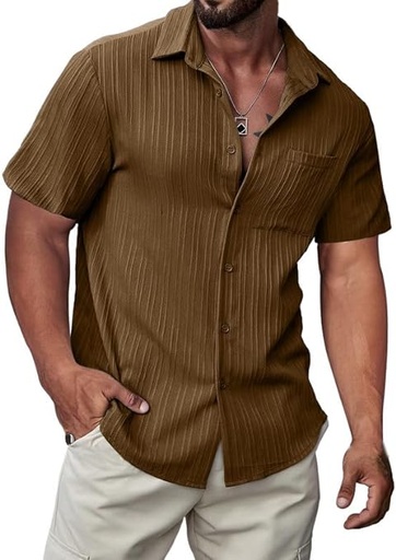 [‎ B0CRGZGX5M] JMIERR Camisas con botones para hombre, con textura, manga corta, casual, para verano, hawaiana, playa, con bolsillo