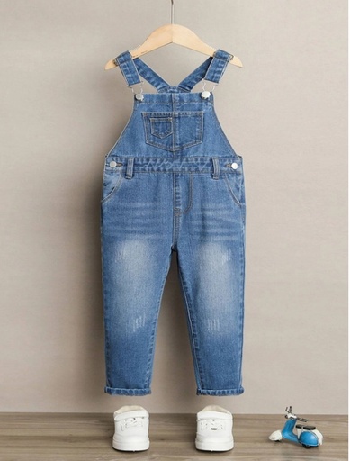 [sk2212210533278005] Young Boy Toddler Boys Patched Pocket Denim Overalls