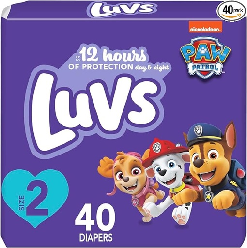 [B00GSM1QKM] Luvs Pañales - Talla 2, 40 unidades, pañales desechables para bebé de Paw Patrol