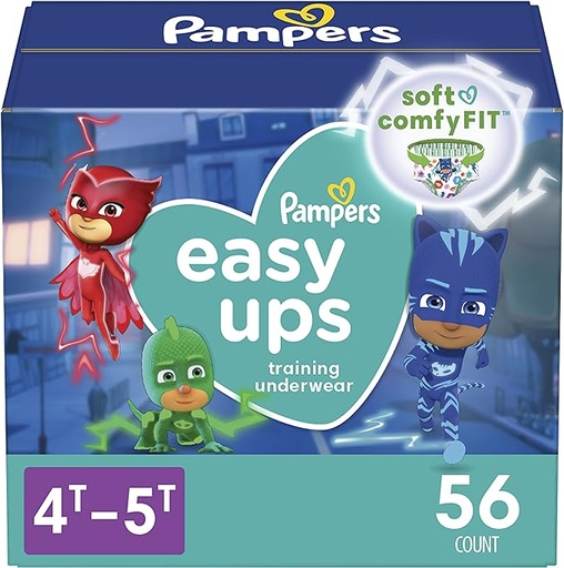 [B078CR8CCH] Pampers Easy Ups Pantalones de entrenamiento para niños y niñas, talla 4T-5T, 56 piezas, paquete súper