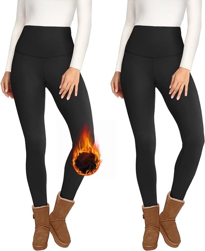 [B09CGD7XB8] Opuntia Paquete de 2 leggings de cintura alta con forro polar para mujer, pantalones cálidos de invierno, control de abdomen, yoga, senderismo, correr