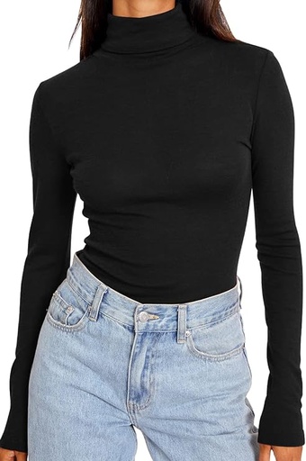 [B0B519ZV3M] Trendy Queen Camisas de manga larga con cuello alto para mujer, a la moda, básicas, ajustadas, suaves, térmicas, para invierno