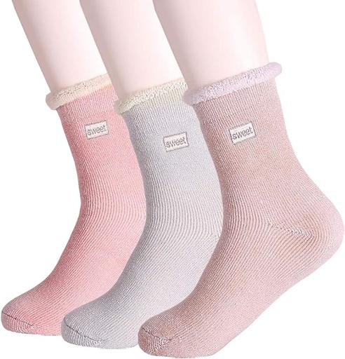 [‎ B077Z68JXM] Calcetines de lana súper gruesos para mujer, para invierno, altos, suaves, cálidos y casuales (paquete de 3-5), varios colores