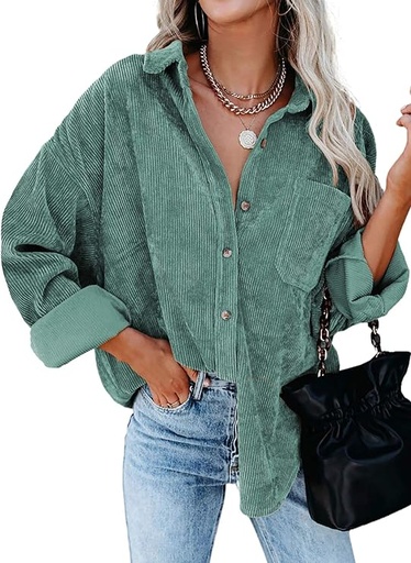 [B0BMX5PMTL] Dokotoo - Camisa de pana abotonadas para mujer, diseño de manga larga, estilo novio, sobredimensionada
