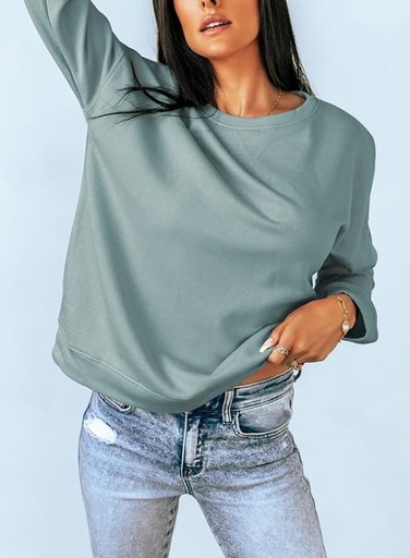 [B09BCS6VMN] Dokotoo - Sudadera con cuello redondo y manga larga para mujer, estilo informal, sin botones, suave y holgada